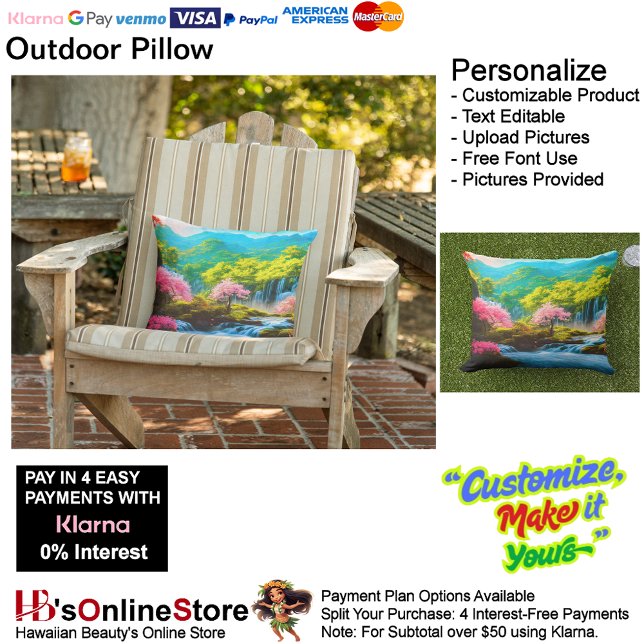 Vattenfall Utomhus Ländkudde Kudde (Waterfalls Outdoor Colorful Nature Beauty Outdoor Outdoor Pillow.)