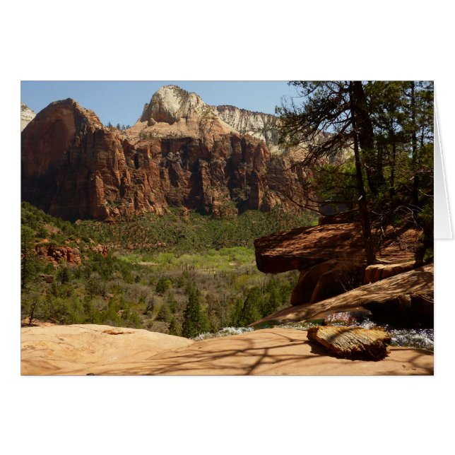 Vattenfall vid Emerald Pools i Zion National Park Hälsningskort (Framsidan Horizontal)