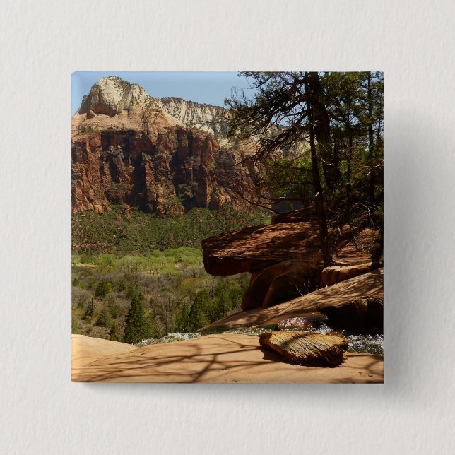 Vattenfall vid Emerald Pools i Zion National Park Knapp (Framsida)