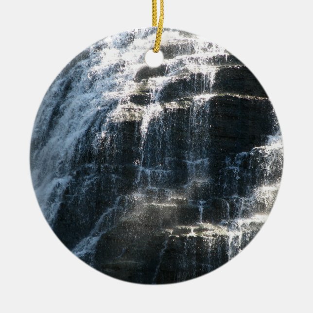 Vattenfall vid Ithaca Falls New York Julgransprydnad Keramik (Framsidan)