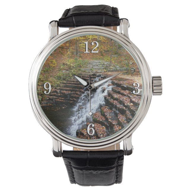 Vattenfall vid Laurel Hill State Park II Armbandsur (Framsida)