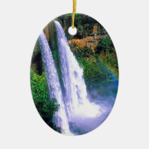 Vattenfall Wailua Kauai Hawaii Julgransprydnad Keramik