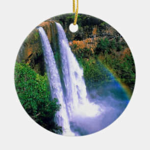 Vattenfall Wailua Kauai Hawaii Julgransprydnad Keramik