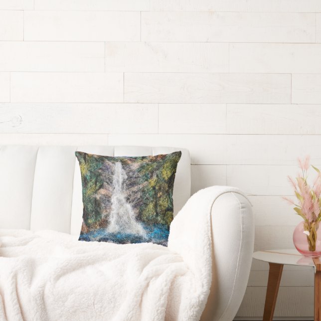 Vattenfall Ylle Nål Felting Art Blue Kudde (Soffa)