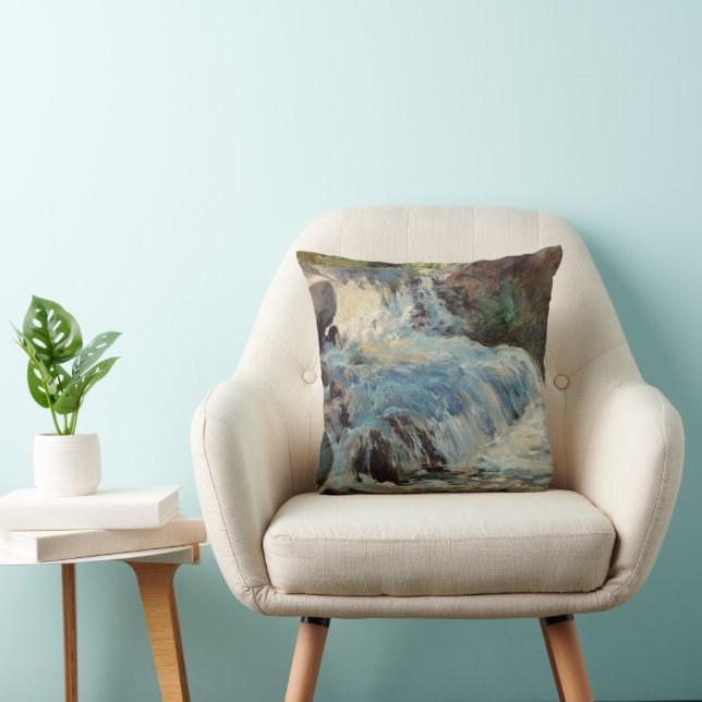 Vattenfallet av Twachtman, Vintage Impressionism Kudde (Stol)