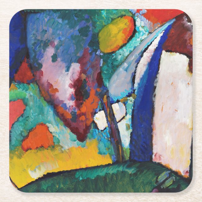 Vattenfallet Wassily Kandinsky Underlägg Papper Kvadrat (Framsidan)