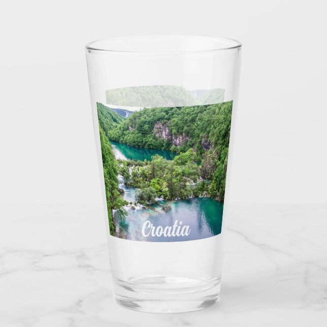 Vattenfallskrascade i Plitvice Sjöar Park i Kroati Glaskopp (Framsida)