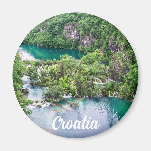 Vattenfallskrascade i Plitvice Sjöar Park i Kroati Magnet (Framsidan)