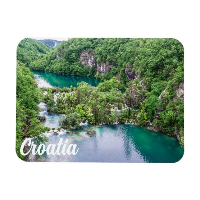 Vattenfallskrascade i Plitvice Sjöar Park i Kroati Magnet (Horisontell)