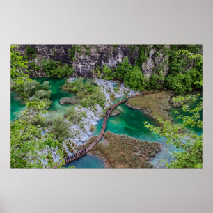 Vattenfallskrascade i Plitvice sjöar park Poster