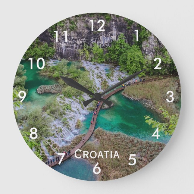 Vattenfallskrascade Plitvice sjöar park Coffee Mu Stor Klocka (Framsida)