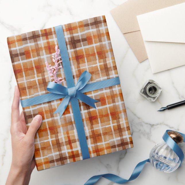 Vattenfärg1 Rutigt För Höstaffärspackaging Presentpapper (Gifting)