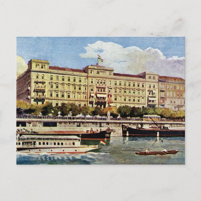 Vattenfärg 1920-talets Grand Hotel Budapest Vykort (Framsida)