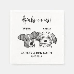 Vattenfärg 2 Hundar Ansikte Pet-drickare på USA Br Pappersservett