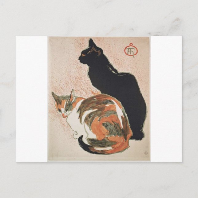 Vattenfärg - 2 katter - Théophile Alexandre Steinl Vykort (Framsida)