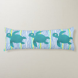 Vattenfärg 3 Sea Turtle Shibori Rand och Vågar Kroppskudde