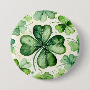 Vattenfärg 4-bladig klöver Lucky Shamrock irländsk Knapp