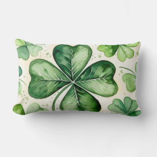 Vattenfärg 4-bladig klöver Lucky Shamrock irländsk Lumbarkudde