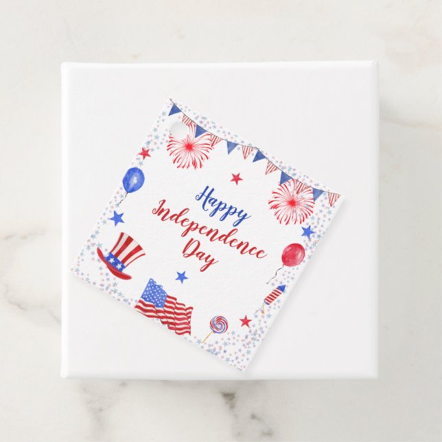 Vattenfärg 4:e juli Independence day Party Gåvor Etiketter (På plats)