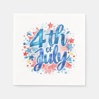 Vattenfärg 4:e juli Patriotisk Pappersservett