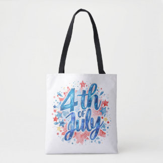 Vattenfärg 4:e juli Patriotisk shoppingväska Tygkasse