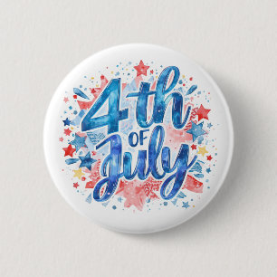 Vattenfärg 4 juli Patriotisk Knapp