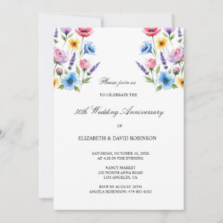 Vattenfärg 50-årsdagen bröllop inbjudningar