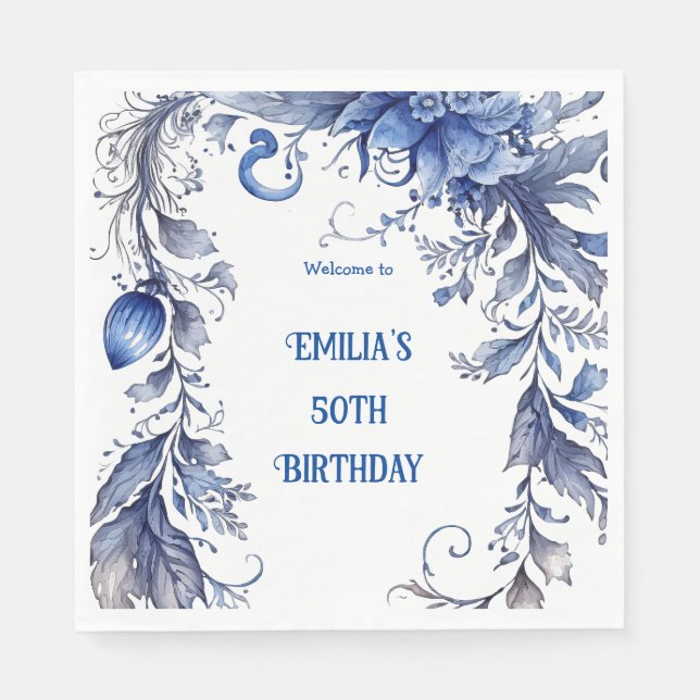 Vattenfärg 50:e födelsedagen | Sommar Pappersservett (Framsidan)