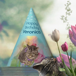 Vattenfärg 5-årsdag Cat Party Hat