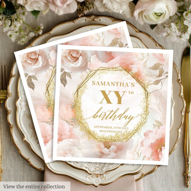  vattenfärg 80 Personlig för daggblöjor Pappersservett (Blush Watercolor 80 Birthday Napkins Personalized)