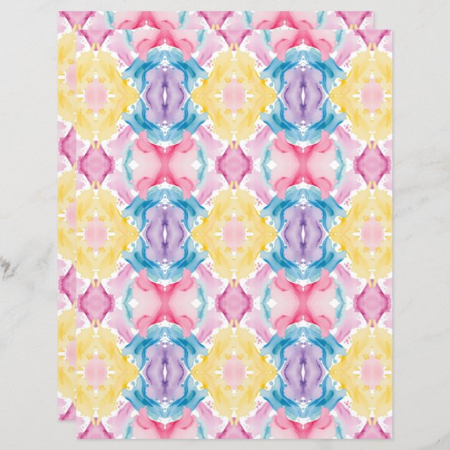 Vattenfärg abstrakt 25 Scrapbookpapper (Fram/baksida)