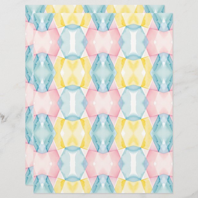 Vattenfärg Abstrakt 28 Scrapbookpapper (Fram/baksida)