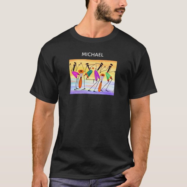 Vattenfärg, Abstrakt African Art Happity Dance T Shirt (Framsida)