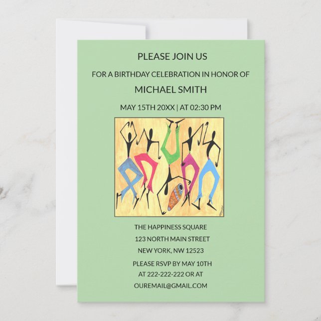 Vattenfärg, Acrobatic Dance Firande födelsedag Inbjudningar (Framsida)