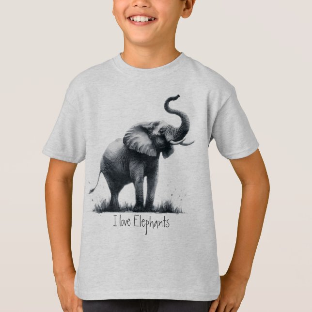 Vattenfärg African Elephant Animal Nature Art T Shirt (Framsida)
