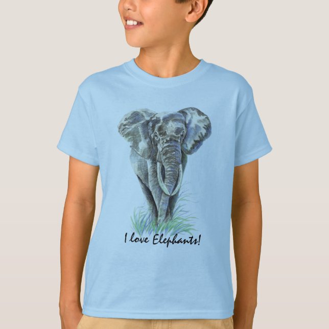 Vattenfärg African Elephant Animal Nature Art Tröja (Framsida)