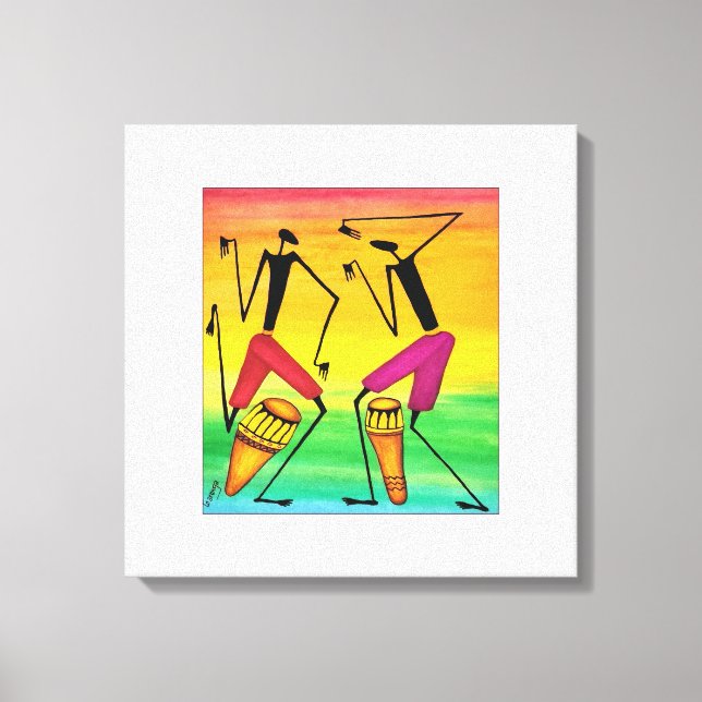 Vattenfärg, afrikansk konst, Fantastisk African Dr Canvastryck (Framsida)