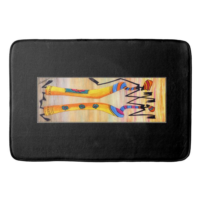 Vattenfärg, afrikansk konst, Fantastisk Dance Badrumsmatta (Framsidan)