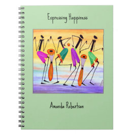 Vattenfärg, afrikansk konst, lycka anteckningsbok