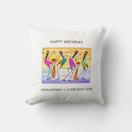 Vattenfärg, afrikansk konst, lycka kudde