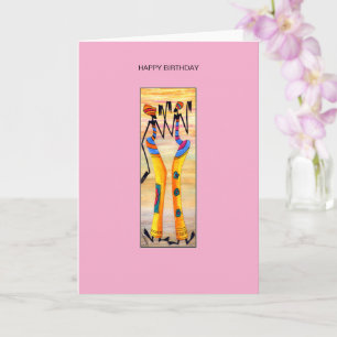 Vattenfärg, afrikansk konst, Soul Dance Birthday Kort