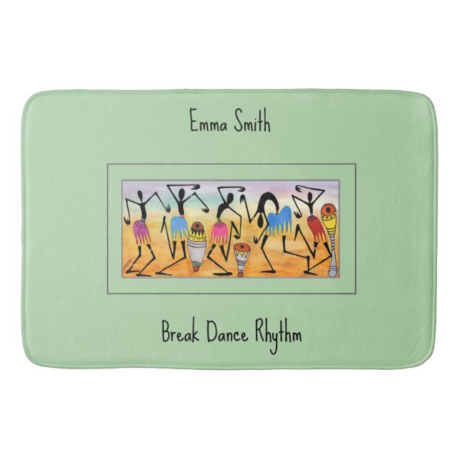 Vattenfärg, afrikansk konstbryggdans-rytm badrumsmatta (Framsidan)