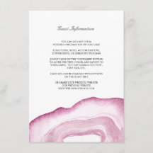 Vattenfärg Agate Bröllopsinsats Kort | Mauve Rosa