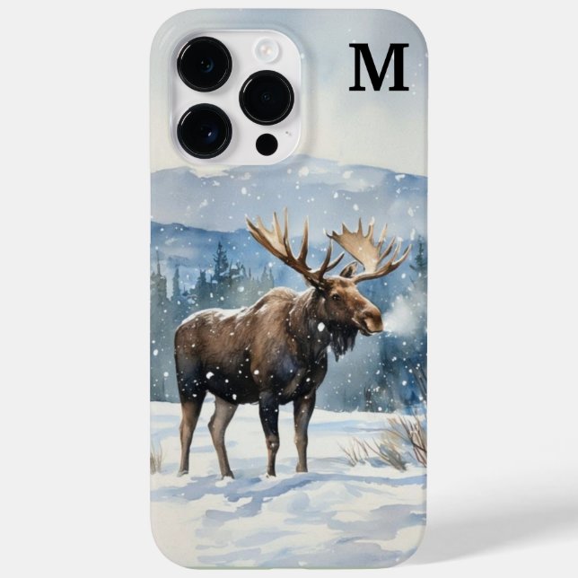 Vattenfärg Älg i Vinter Natur  (Baksida)