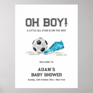 Vattenfärg All Star Fotboll Baby Shower Välkommen Poster