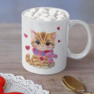 Vattenfärg Alla hjärtans dag Kitty Kaffemugg