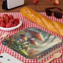 Vattenfärg Amanita Mushroom Forest Foliage Art