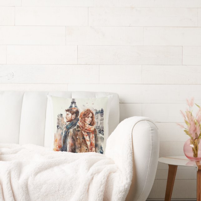 Vattenfärg Amour i Paris Kastkudde Kudde (Soffa)