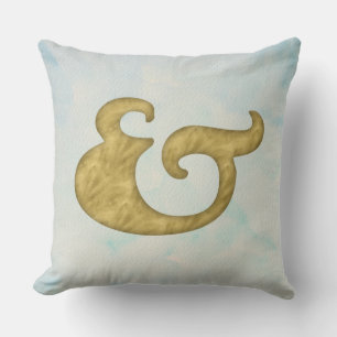 Vattenfärg Ampersand Marin   Guld Och Symbol Kudde
