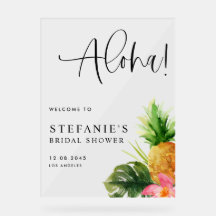 Vattenfärg Ananas Aloha Bröllopsfest Välkommen